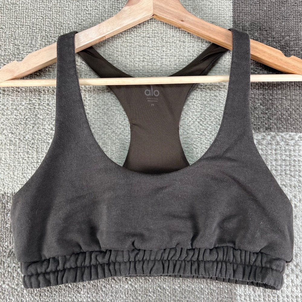 Alo Yoga Women Brown Espresso Cotton Blend Racerback Sports Bra Size M RN87370
